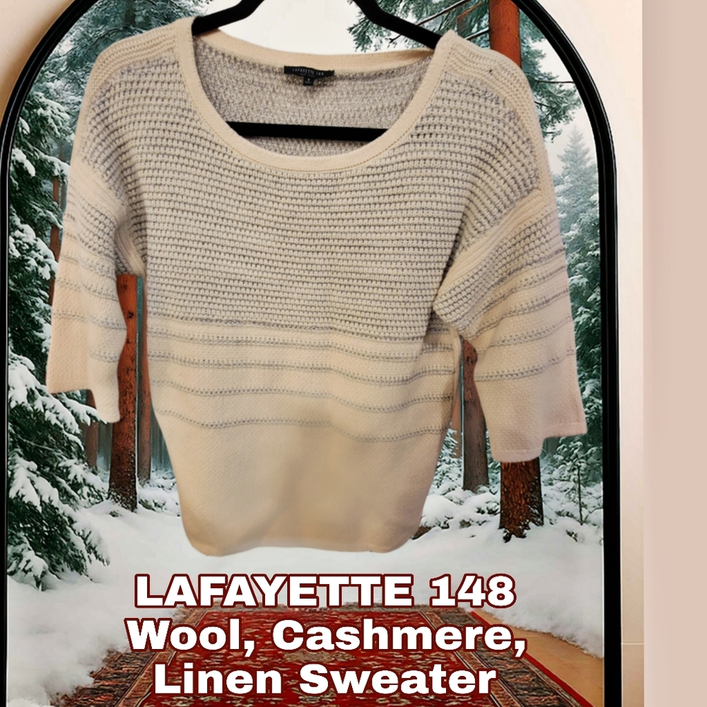 LAFAYETTE Cashmere linen & wool sparkle sweater. S - Picture 2 of 6